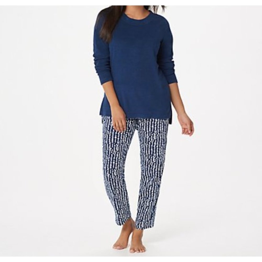 Stan Herman Baby Terry Tunic Lounge Pants Navy XS